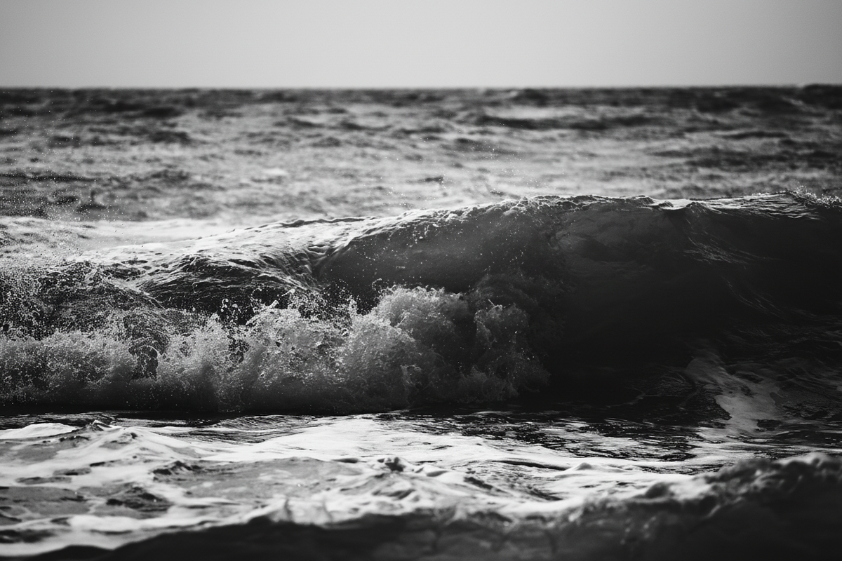 Black and white ocean wave